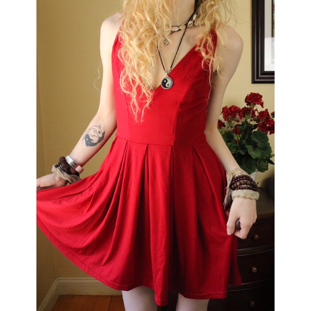 LIKE NEW Coco Love ASOS Red V Neck Tank Sun Dress